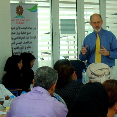 Joe McVeigh works with teachers at the Higher Colleges of Technology in Muscat, Oman